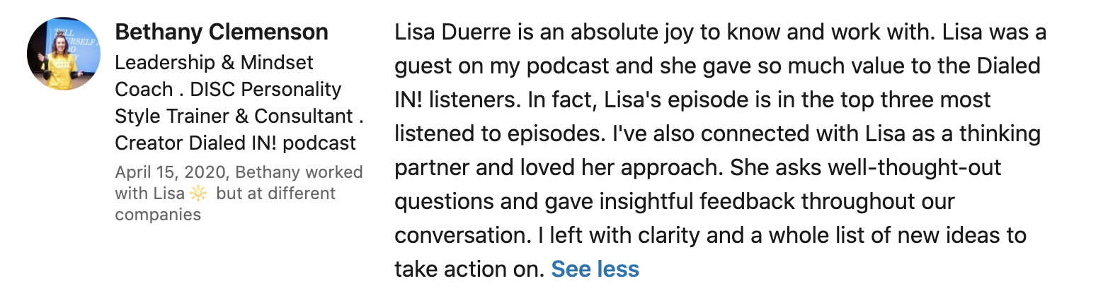 Bethany Clemenson_ Speaking Page (DialedIN podcast)